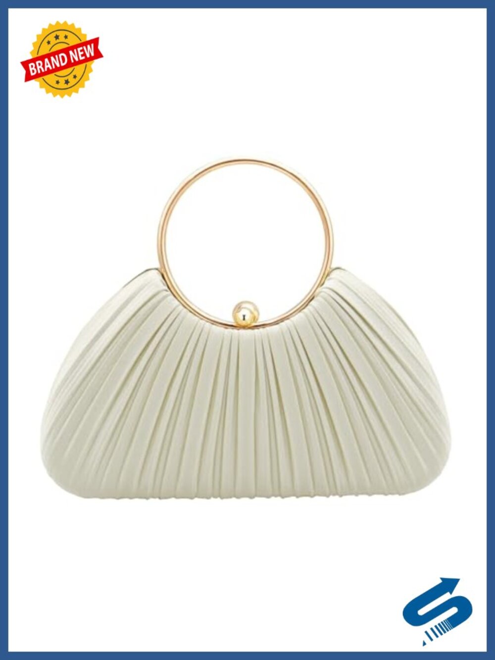 Pleated Silk-Like Clutch with Chain Removable Elegant Evening Bag